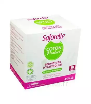 Saforelle Coton Protect Serviette Jetable Avec Ailette B/10 à Voiron
